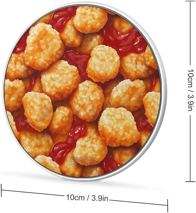 Chicken Nuggets Ketchup Wireless Charger Anti-Slip Wireless Charging Pad Slim Charger Mat for Men Women