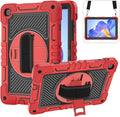 Tablet Case for Honor Pad X8 AGM3-W09HN 10.1 inch Tablet Shockproof Cover with 360° Rotating Stand and Wrist Strap Shoulder Strap Large Red+Black