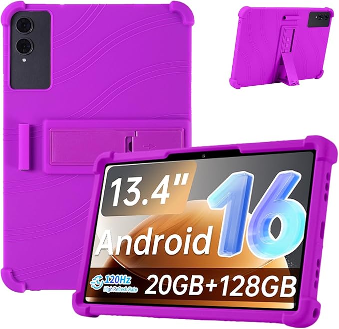 Case for TECLAST T65 13.4-Inch Tablet – Shockproof Silicone Protective Cover with Kickstand Drop-Resistant Business Style (Purple)