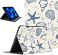 Aesthetic Summer Shells Tablet Case for iPad Air 5th/4th 2022/2020 10.9/Air 11(M3 2025/M2) 11 Cute Ocean Beach Starfish Pattern Cover for Girl Women Trendy Protective Flip PU Leather Funda
