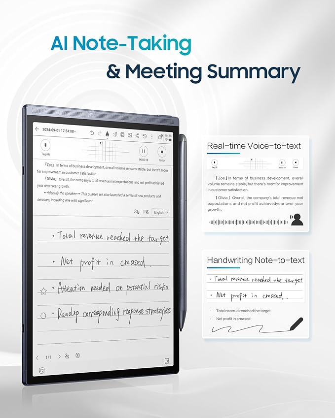 iFLYTEK AINOTE Air 2 Bundle – 8.2 E Ink AI Note-taking Tablet with Stylus 4096 Pressure Levels Digital Notebook with Voice-to-Text Transcription Multi-languages Support Ideal for Meetings &amp S