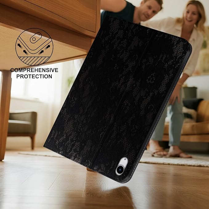 Leather Case for iPad (A16) 11th Gen. 2025 11 Inch iPad 10th Gen.2022 10.9 Inch Full Grain Leather Cover with Auto Sleep/Wake Anti Slip Black Silver