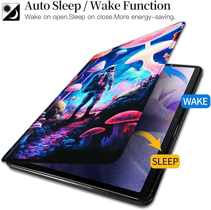 Case for iPad 10.2 Case iPad 9th/iPad 8th/iPad 7th Generation 2021/2020/2019 Astronaut Mushrooms Theme 360 Degree Rotating Stand Protective Cover with Auto Sleep/Wake for iPad 10.2 Tablet