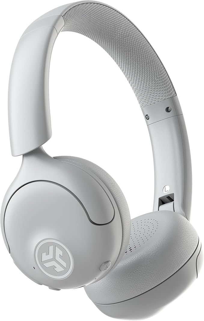 JLab Go Lux ANC Wireless Headphones Cloud White Hybrid Active Noise Cancelling Premium On-Ear Bluetooth Headset Customizable Sound Be Aware Mode Cloud Foam Comfort Multipoint Connection