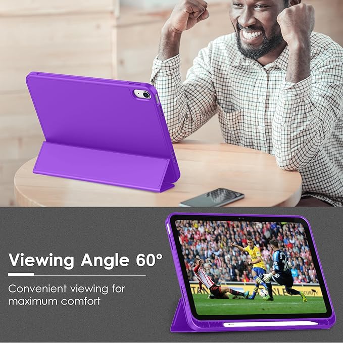 Case for iPad (A16) 11 Inch 2025/iPad 10th Generation 10.9 Inch 2022 Slim Trifold Stand Protective Cover with Pencil Holder and Soft TPU BackSupport Auto Sleep/Wake (Grape Purple)