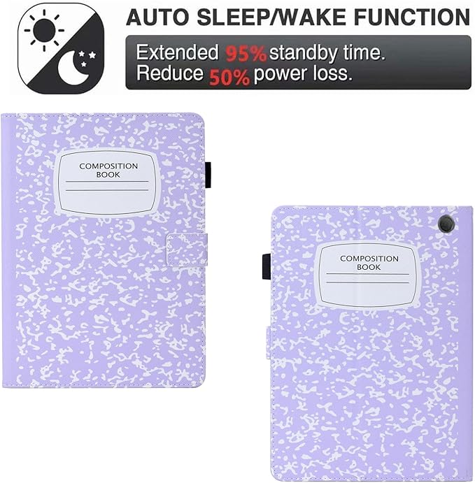 Cute Case For All-New Amazon Kindle Fire HD 10 &amp 10 Plus Tablet (13th/11th Generation 2023/2021 Release)10.1Vegan Leather Slim Folding Stand Cover with Pocket Auto Wake/SleepPurple NoteBook