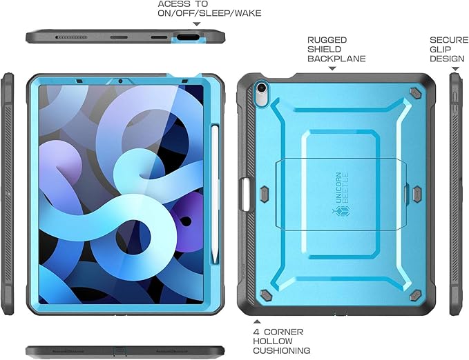 SUPCASE Unicorn Beetle Pro Series Rugged Kickstand Case for 10.9-Inch iPad Air 4 (2020)/5 (2022) Blue