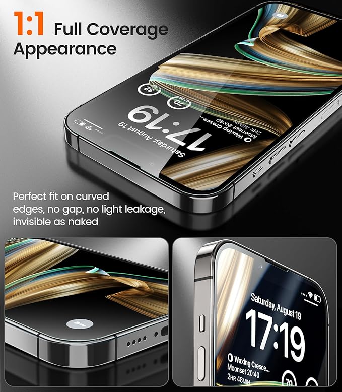 EZ-GLAZ-4 Pack for iPhone 16 e/iPhone 14/iPhone 13 Pro/iPhone 13 Screen Protector[6.1] 9H+ Hardness 12FT Military Grade Shatterproof Long Durable Tempered Glass Film with Flawless Fit Box HD Clear