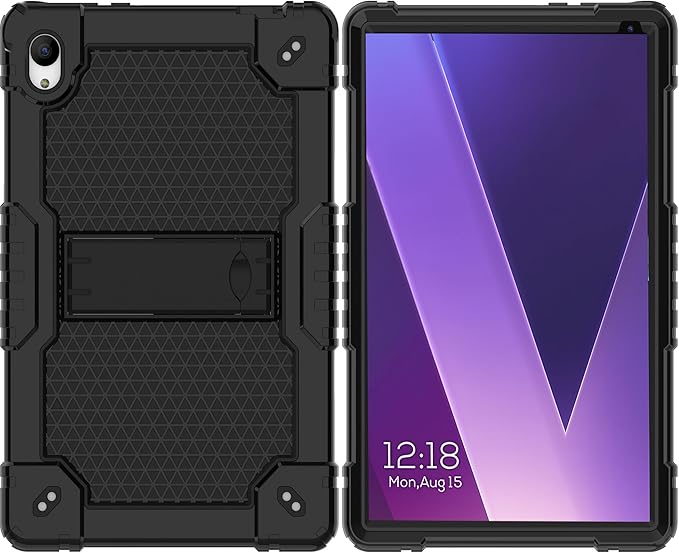 Case for Pritom Tab 10 Lite Tablet/TECLAST P26T/TECLAST P25T/Wetap M10 10.1 inch Tablet Shockproof Firendly Case Built in Kickstand Shoulder Strap with Screen Protector (Black/Black/2 PCS)