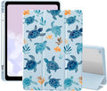 Sea Turtle Case for iPad 9th/7th/8th Generation(2021/2020/2019 10.2 Inch) with Pencil Holder Foldable Blue Leather Cartoon Animal Cover Clear Back Shell Auto Wake/Sleep
