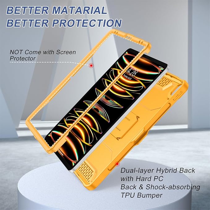 Soke Case for iPad Pro 12.9 Inch 6th/5th/4th Generation(2022/2021/2020 Release) Rugged Shockproof Protective Cover with Built-in Kickstand for Apple iPad Pro 12.9 - Citrus