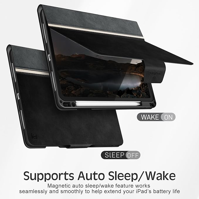KingBlanc Case for iPad Air 13-inch M4/M3/M2 (2026/2025/2024) with Pencil Holder Vegan Leather Cover Auto Wake/Sleep Multi-Angle Stand for Viewing &amp Drawing Pencil Pro &amp USB-C Compatible