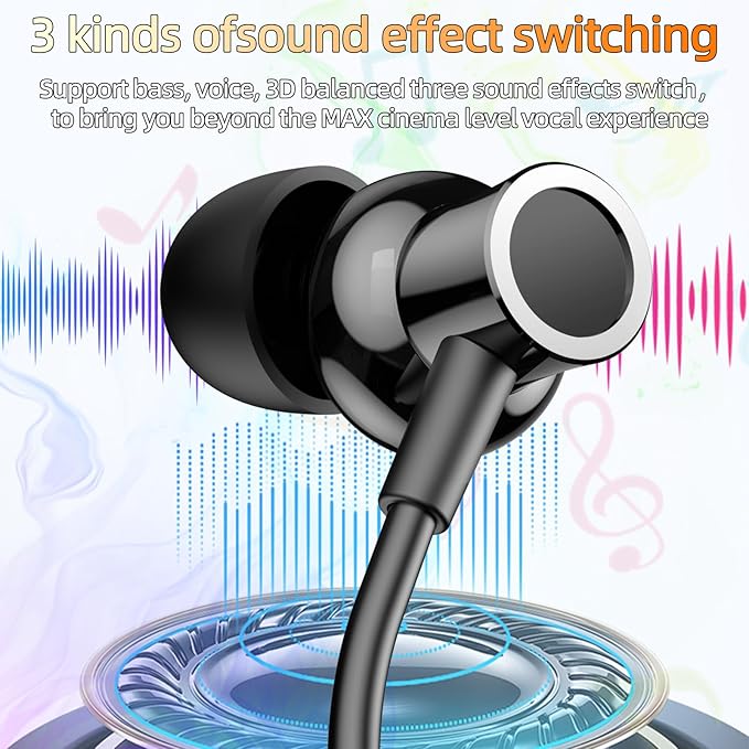 Neckband Bluetooth Headphones 6.0 Bluetooth 100 Hours PlaytimeIPX7 Sports Waterproof Earbuds with Microphone Noise Cancelling with HiFi Speakers Multiple Switchable Sound Modes