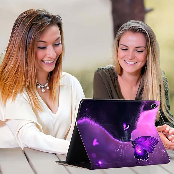 Case for iPad Air 3 10.5 2019/iPad Pro 10.5 2017Slim PU Leather Cover Adjustable Stand Auto Wake/SleepBlack Cat and Butterfly