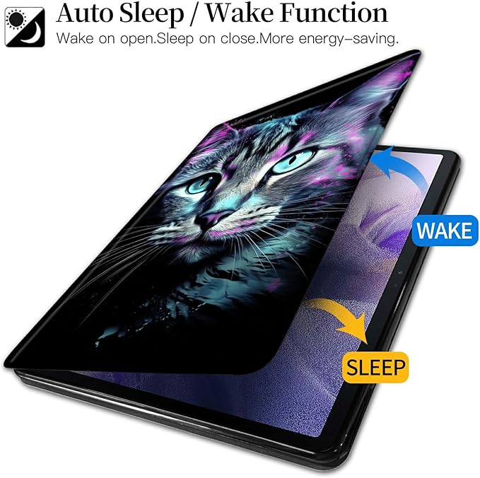 Case for iPad Air 5th/4th Generation (2022/2020 Release) 10.9/iPad Pro 11 2022/2021/2020 Release Cat Purple Glow Theme 360 Degree Rotating Stand Protective Cover with Auto Sleep/Wake