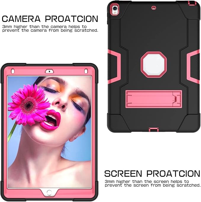 Jaorty 3 in 1 Hybrid Case for iPad Air 3 10.5 &amp iPad Pro 10.5 - Heavy Duty Rugged Stand Shockproof Anti-Slip &amp Scratch Black/Red