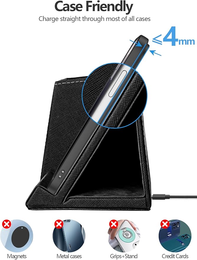 Pen Holder with Wireless Charger Compatible with iPhone 17/16/15/14/13/12/11/8 Series Pencil Holder Phone Stand for Desk Home Office Men Gift Husband Wife Anniversary Dad Birthday Idea Gadget