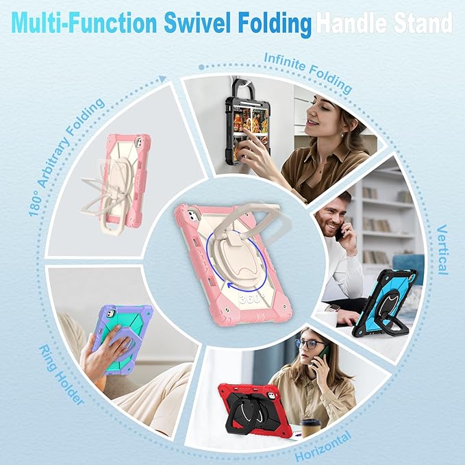 WESOROL for iPad Pro 13 Inch Case M5 2025/M4 2024 (7th Gen) with Screen Protector/360° Rotating Stand/Pencil Holder/Shoulder StrapMilitary Grade Shockproof iPad Case 13 Inch iPad Pro M5/M4Rose Gold