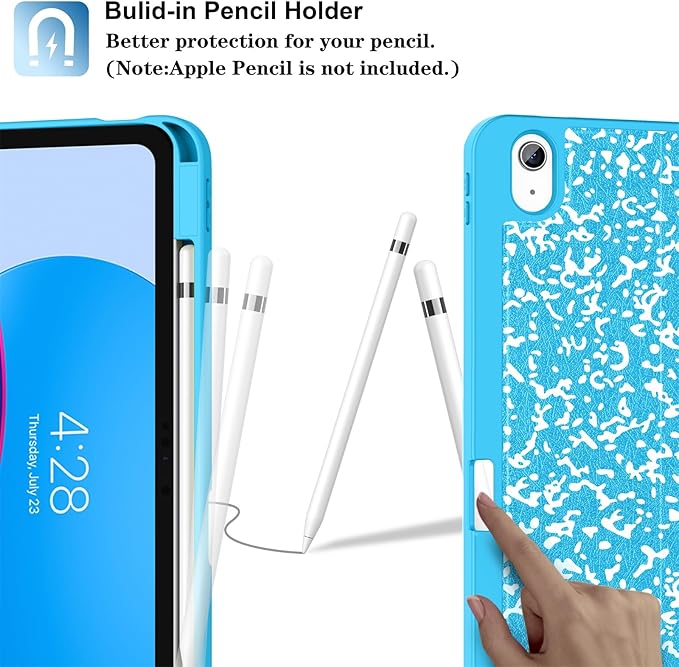 Supveco Case for iPad (A16) 11th Generation 11 inch (2025)iPad 10th Generation 10.9 inch (2022) with Pencil Holder-[Auto Wake/Sleep]Premium Folio Stand Case with Soft TPU Back Cover-Sky Blue
