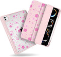 MecBevia Case for iPad Pro 11 inch M5 2025 / M4 2024 (6th/5th Gen) A3357 A3358 A3359 A2836 A2837 A3006 – Built-in Pencil Holder &amp Auto Wake/Sleep Pink Petals
