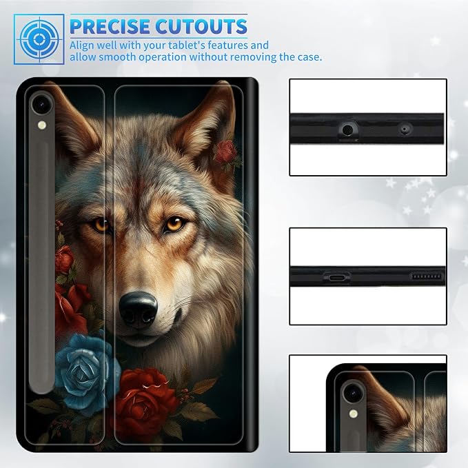 Blue Red Rose Wolf