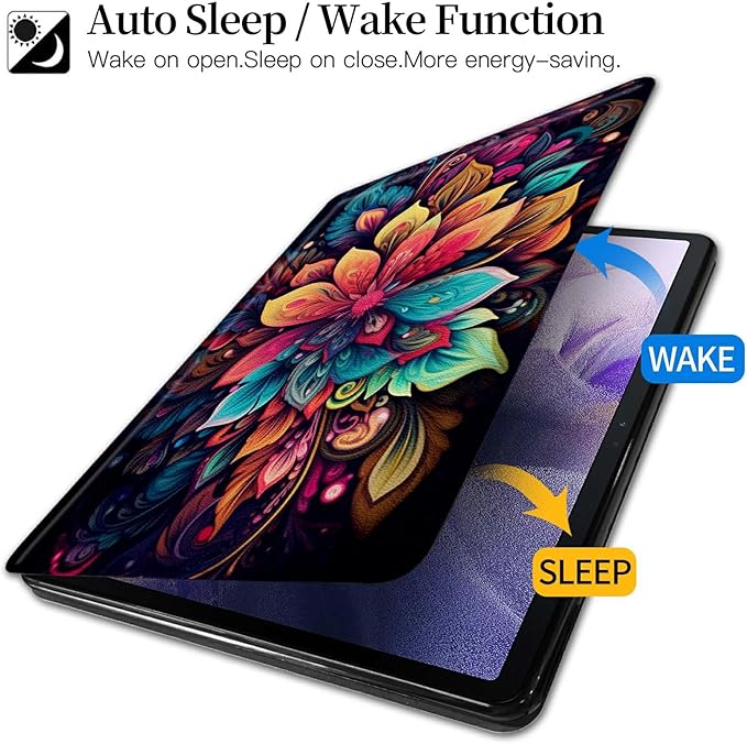 Colorful Flower &amp Leaves Pattern Case for Samsung Galaxy Tab S6 Lite 10.4 inch 2024/2022 (SM-P613/P619)/2020 (SM-P610/P615)BFDHGQZC 360 Degree Rotating Stand Protective Cover with Auto Sleep/Wake