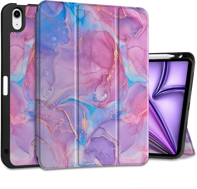 MEEgoodo for M4/M3/M2 iPad Air 11 inch Case 2026 2025 2024Case for iPad Air 5th Generation/iPad Air 4th Gen 10.9 inch 2022 2020 Tablet Cover with Soft TPU Back Shell Pink Marble Texture