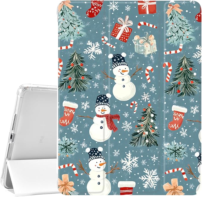 JOYLAND White Pad Case for iPad Air 4/Air 5 (2022/2020) 10.9 with Pencil Holder-Auto Wake/SleepCute Christmas Pattern Anti-Scratch Shockproof Premium Folio Stand Case for iPad Air 11 inch (2024)