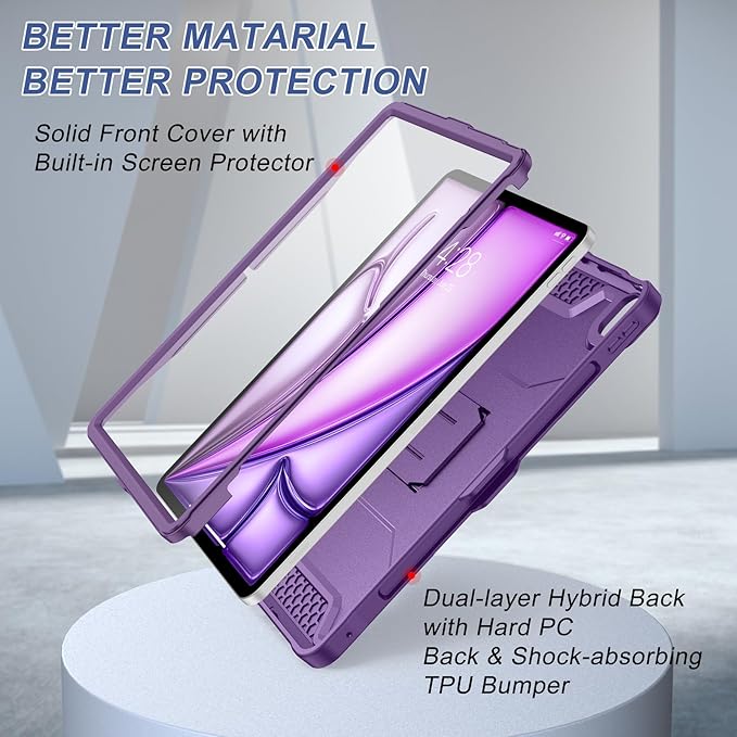 Soke Case for iPad Air 13-Inch M4 2026 M3 2025 &amp M2 2024with Built-in Screen Protector and Kickstand Rugged Full-Body Heavy Duty Protective Cover for Apple iPad Air 13 - Purple