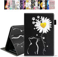 Case for Amazon Kindle Fire HD 10 &amp 10 Plus Tablet 10.1 (13th/11th Generation 2023/2021 Release) - PU Leather Folio Case with Smart Auto Wake/Sleep Cat and Daisy Flower
