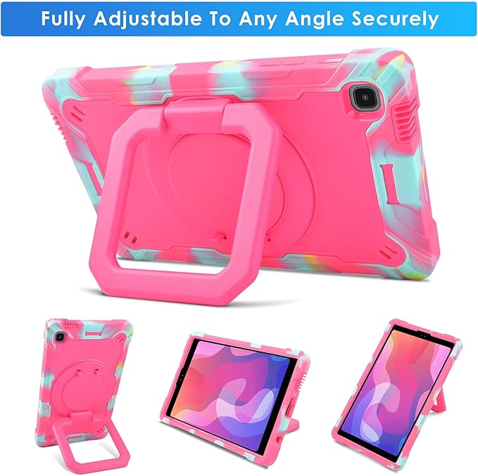 DETUOSI Case for Samsung Tab A7 Lite 8.7 inch 2021 Release SM-T220/T225/T227u Shockproof Protective Cover for Galaxy Tab A7 Lite 8.7 inch (360°Rotatable Stand &amp Shoulder Strap) Camouflage Rose R