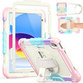 Weuiean Case for iPad A16 11th/10th Generation 11/10.9 Military-Grade Heavy-Duty Shockproof Cover with 360° Rotating Stand Built-in Pencil Holder &amp Adjustable Hand/Shoulder Strap - Colorful Pi