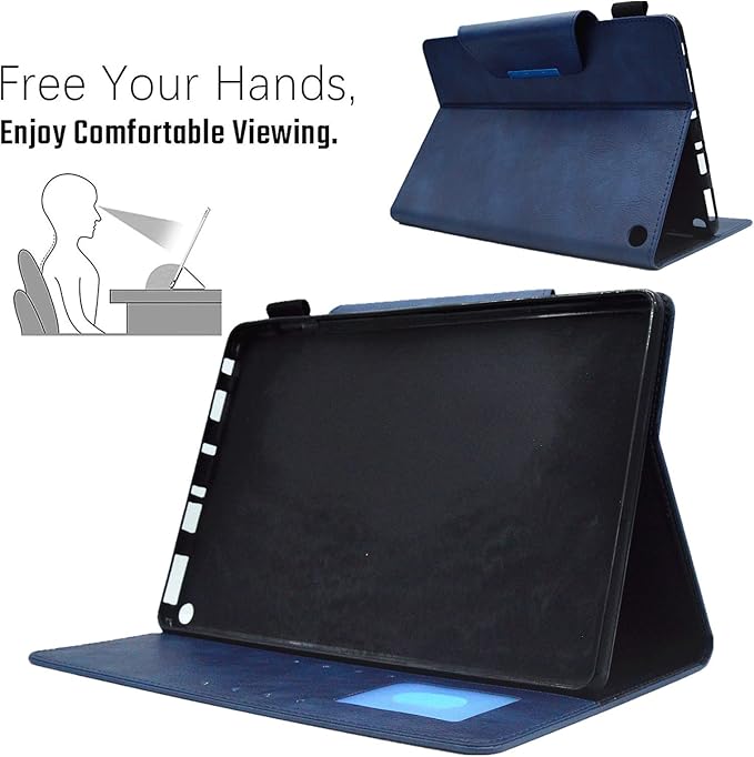 Folio Case for Amazon Kindle Fire HD 8/Fire HD 8 Plus (12th/10th Generation 2024/2022/2020) 8 UUcovers PU Leather Magnetic Smart Cover with Stand/Pencil Holder/Pockets [Auto Sleep/Wake] Blue