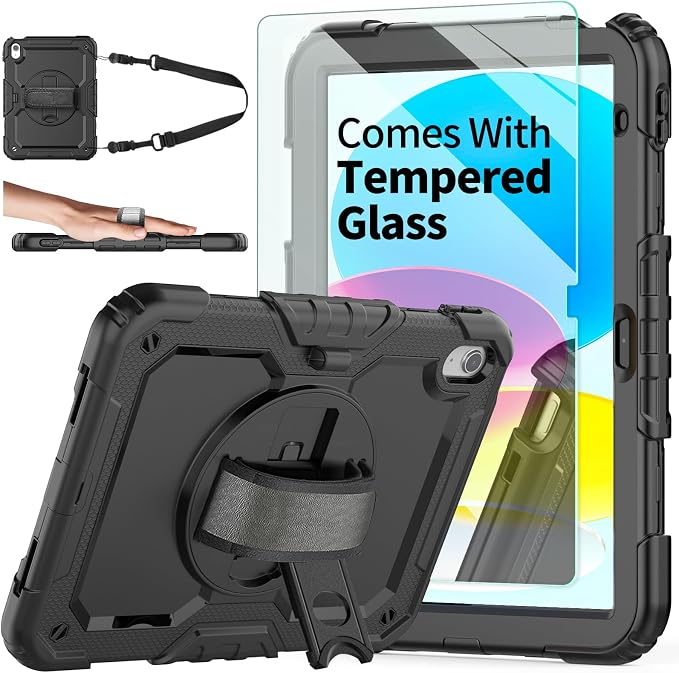 Black Case with Glass Screen Protector