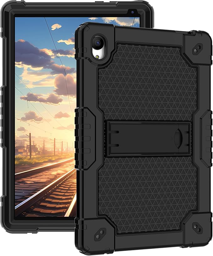 Deomoil for Urao C107/Jeazans OC101/C107 10.1 inch Tablet Hybird Case with Stand with 2 PCS Screen Protector for HiGrace C107/ZOFYWNAS C107/Freeski C107/Pswarfd 10.1 inch Tablet (Black)