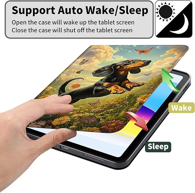 Case for Amazon Kindle Fire HD 10 and Fire HD 10 Plus 10.1 Tablet Case (13th/11th Generation 2023/2021 Release) Slim Fit PU Leather Cover with Auto Sleep/Wake - Dachshund Dog