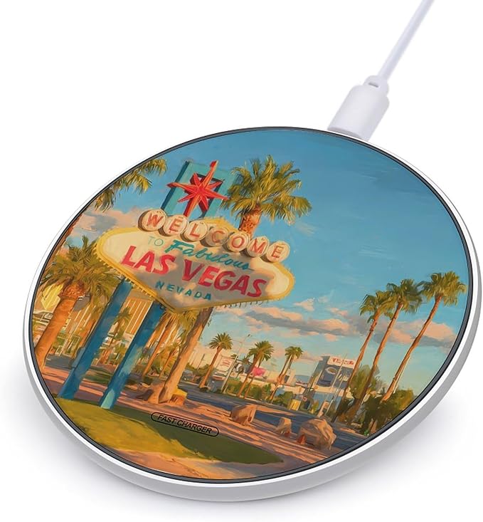 Las Vegas Sunshine Fast Portable Charger 10W Funny Graphic Phone Charging Pad with USB Cable