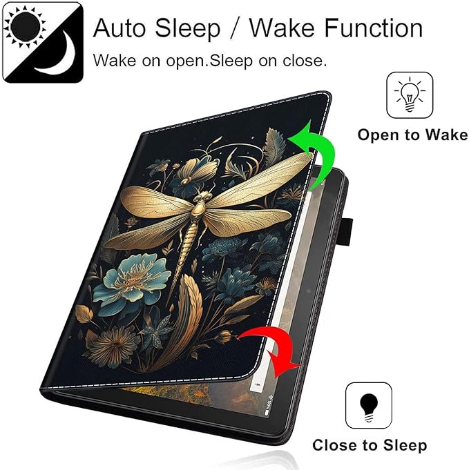 Case for All-New Amazon Kindle Fire HD 10 and Fire HD 10 Plus Tablet (13th/11th Generation 2023/2021 Release) 10.1 Slim Folding Stand Cover with Auto Wake/Sleep Dragonfly