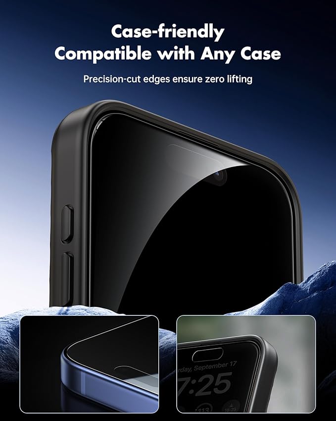 UNBREAKcable Privacy Screen Protector for iPhone 16 (6.1) 25° Anti-Spy Tempered Glass Easy Install Alignment Frame Case-Friendly 9H Hardness Anti-Fingerprint 3-Pack