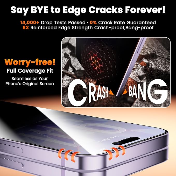 3-Pack for iPhone 17 Screen Protector Privacy[25°Anti Spy] 9H Hardness Easy Install Frame Bubble Free Impact &amp Shatter Protection Case-Friendly