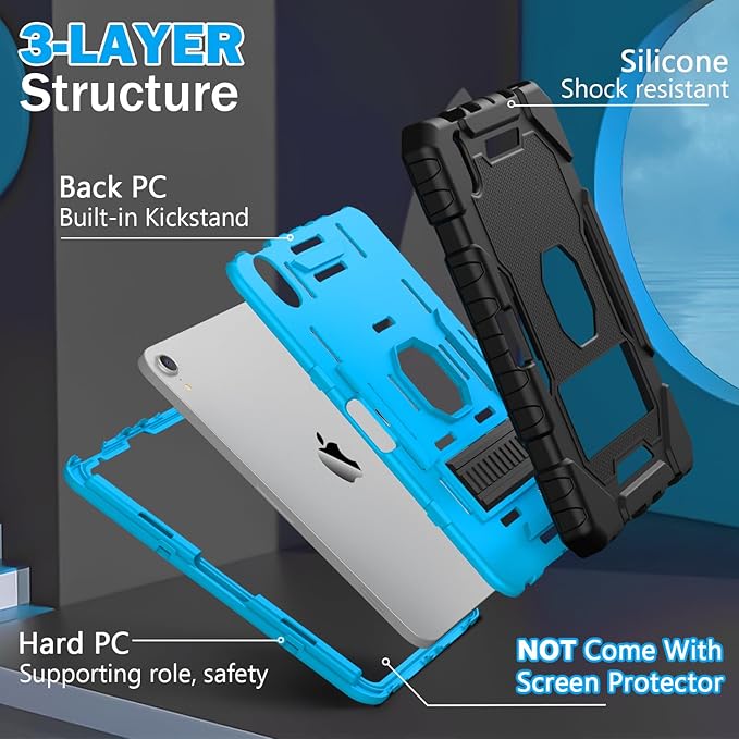 Grifobes Case for iPad mini 7 (A17 Pro) 2024 / Mini 6 2021 8.3 inch Heavy Duty Shockproof Rugged Cover with Pencil Holder Stand for I Pad Mini 7th/6th Gen 8.3 Case (Black+Blue)