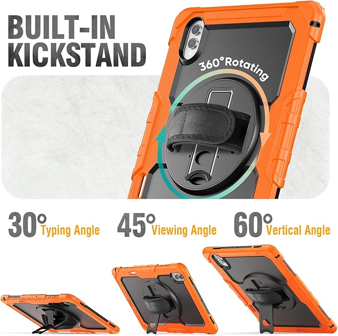 HXCASEAC Case for Samsung Galaxy Tab S11 Ultra 14.6 Inch 2025 Heavy Duty Shockproof with Screen Protector/Hand Strap/S Pen Holder for Samsung Galaxy S11 Ultra Tablet Case SM-X930 SM-X936B Orange