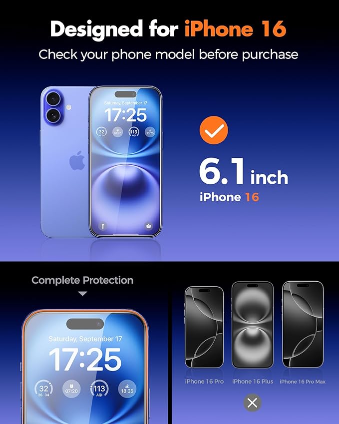 UNBREAKcable 4PCS Screen Protector for iPhone 16-2 Privacy Tempered Glass+2 Clear Glass Double Shatterproof [Easy Installation Frame] [9H Hardness] [Case Friendly] Anti-Scratch for iPhone 6.1 inch