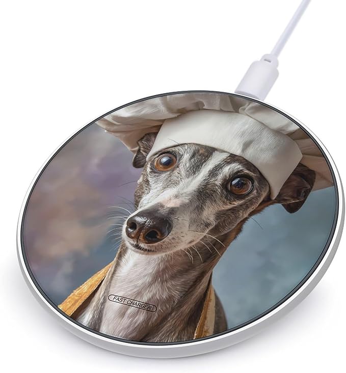 Greyhound Dog Chefs Fast Portable Charger 10W Funny Graphic Phone Charging Pad with USB Cable