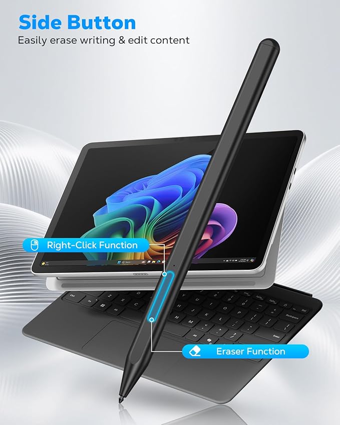 MoKo Stylus Pen for Microsoft Surface Pro 12/11/10/9/8/X/7+/6/5/4 Go 4/3/2/1 Laptop/Studio/Book Surface Pen for Kobo eReaders ASUS VivoBook Flip 14 with Eraser Button 1024 Pressure Palm Rejection