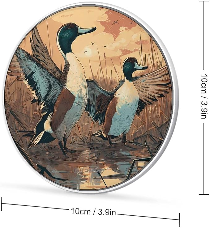 Pintail Ducks Marshlands Fast Portable Charger 10W Funny Graphic Phone Charging Pad with USB Cable