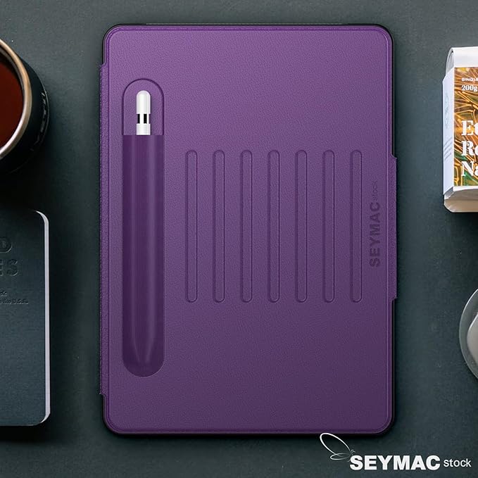 SEYMAC stock Case for iPad 9th/8th/7th Generation 10.2'' Strong Magnetic Auto Sleep Shockproof Case with Absorbing Multi-Angles Stand Pen Holder Card Slot (Purple)