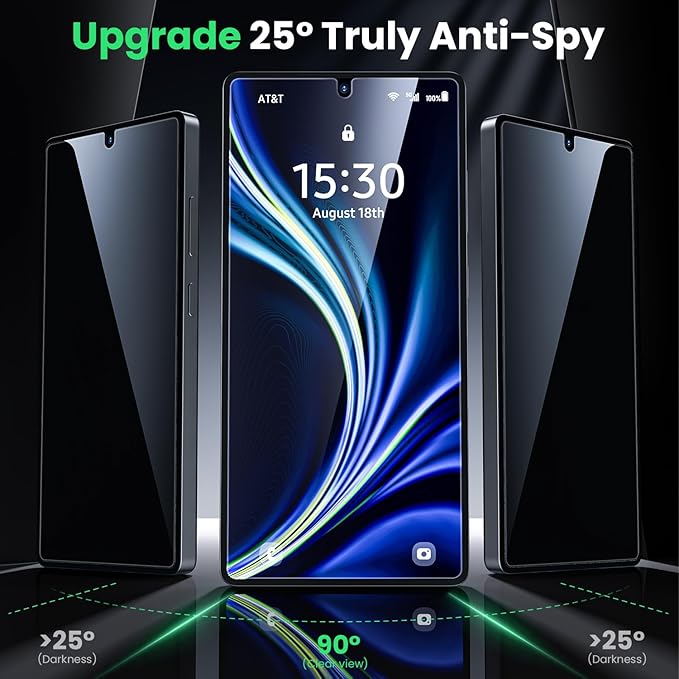 WSKEN for Samsung Galaxy S26 Ultra Privacy Screen Protector - Fingerprint Unlock Support [25 Degree Anti Spy] Case Friendly Shatterproof Tempered Glass for Galaxy S26 Ultra2 PCS