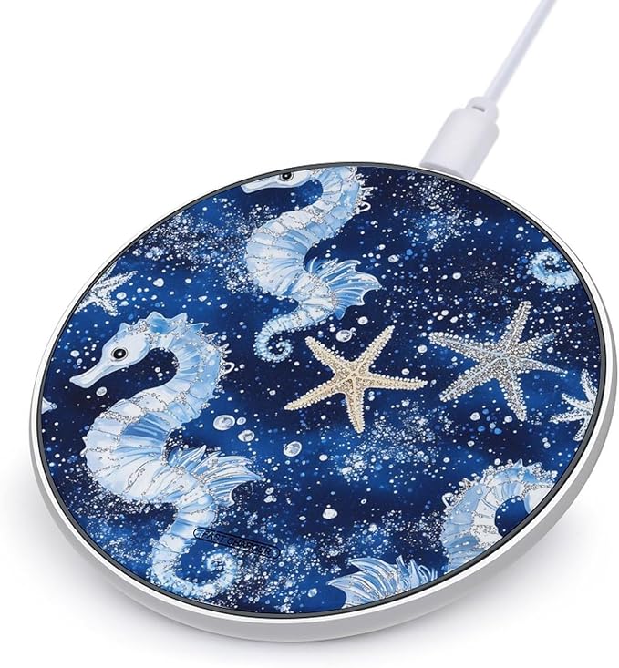 Seahorses and Starfish Phone Charger Magnetic Charging Pad Anti-Slip with USB Cable