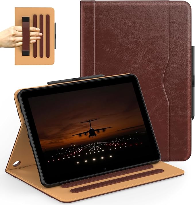 Grifobes Case 8/8 Plus [Only for 2024/2022/2020 Released 12th/10th Generation] Premium PU Leather Folio Stand Smart Auto Wake/Sleep Cover with Built-in Stylus Holder/Pocket Brown